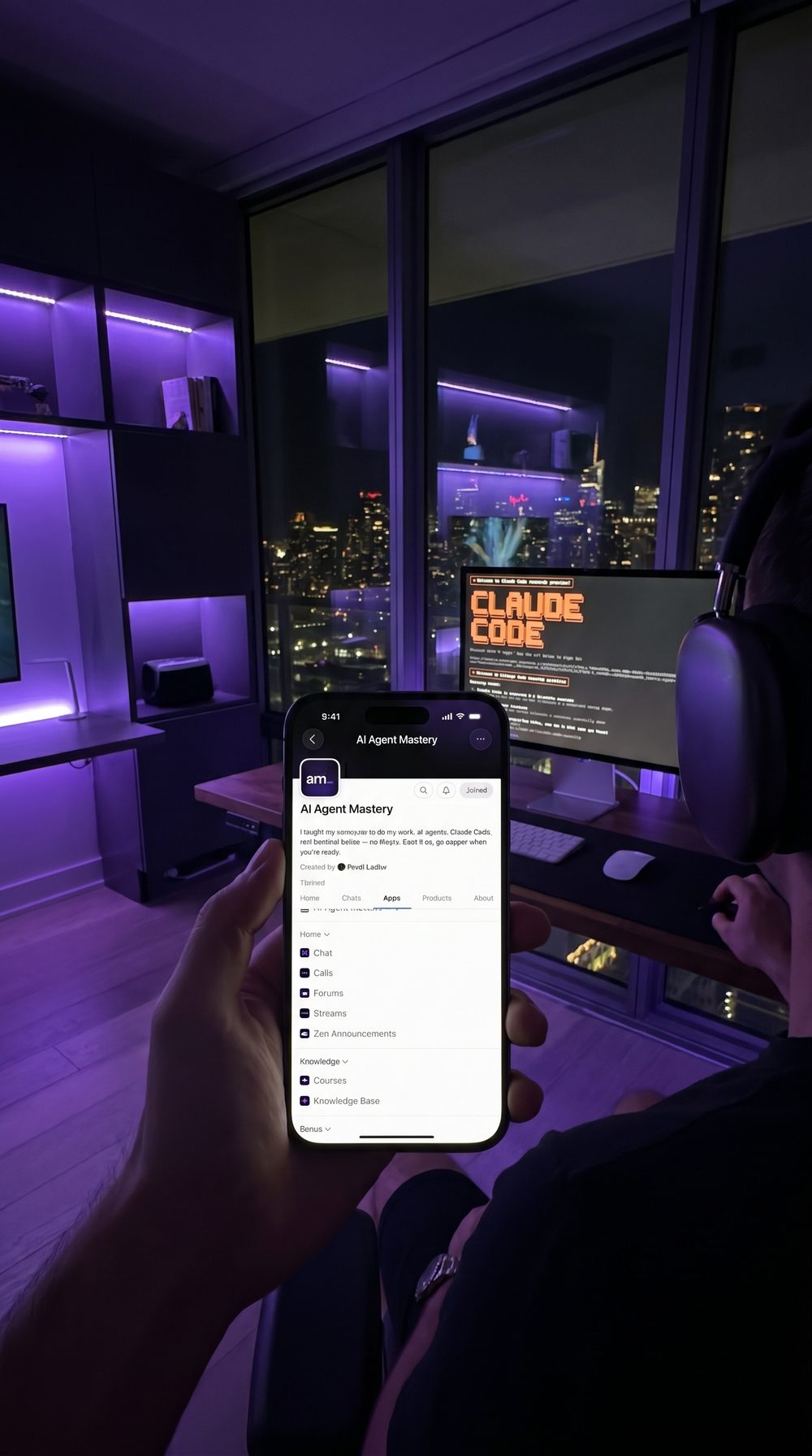 Building agents in public — phone and Claude Code at night
